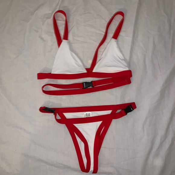Fashion Nova Other - Fashion Nova Red/White Buckle Bikini